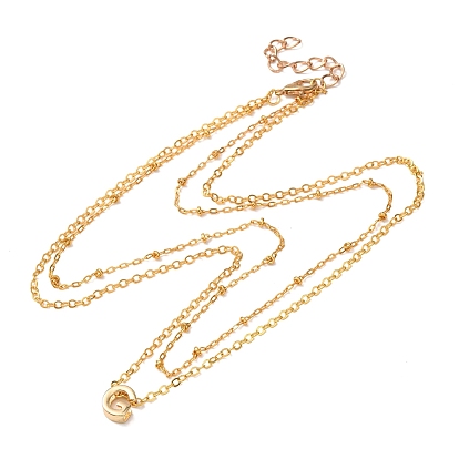Collares con colgante inicial de doble capa de acero inoxidable de estilo bohemio, dorado