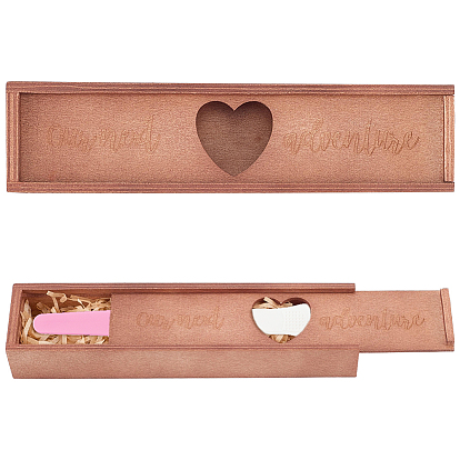 1Pc Rectangle Wooden Pregnancy Test Keepsake Slider Boxes, with 5G Raffia Tissue Scraps Paper Packing Material