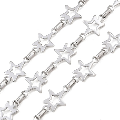 304 Stainless Steel Star Link Chain, Unwelded, with Spool