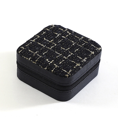 Квадратные коробки на молнии для хранения ювелирных изделий из искусственной кожи, органайзер для украшений с полиэстером внутри, для сережек, Кольца, 