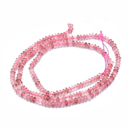 Natural Strawberry Quartz Beads Strands, Faceted, Bicone