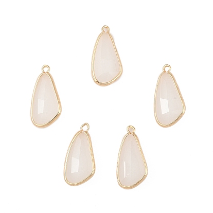 5 шт. Стеклянные подвески, с латунной фурнитурой , граненые, капля, золотые