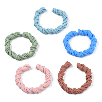 Polymer Clay Twist Rope Open Ring, for DIY Jewelry Making