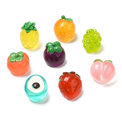 Semi-stereoscopic Transparent Resin Decoden Cabochons, Fruit