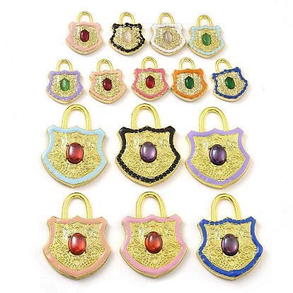 Стеклянные подвески из латуни с покрытием стойки, с эмалью, долговечный, без свинца и без кадмия, реальный 18 k позолоченный, запирать