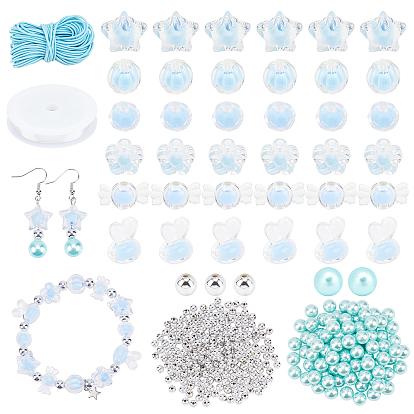 DIY Acrylic Beads Bracelet Making Kit, Including Transparent Transparent & Pearl & Plating Acrylic Beads, Elastic Thread