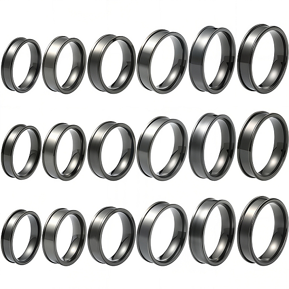 18 шт. 6 стили 201 нержавеющая сталь рифленые кольца для пальцев, кольцевой сердечник, для изготовления инкрустации