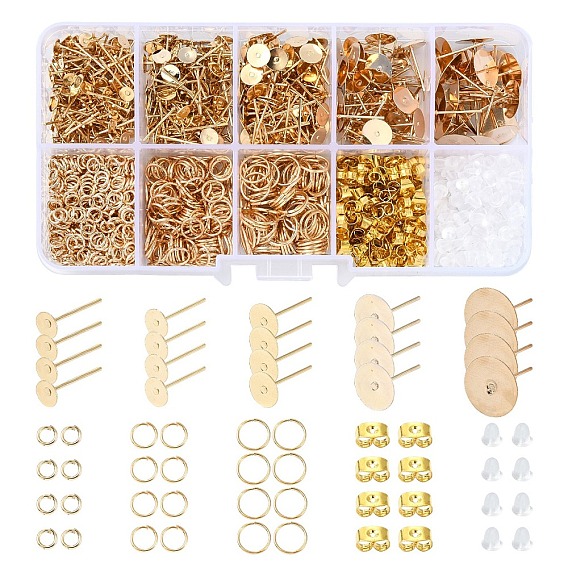 Наборы для самостоятельного изготовления железных сережек-гвоздиков, гаек для ушей и соединительных колец