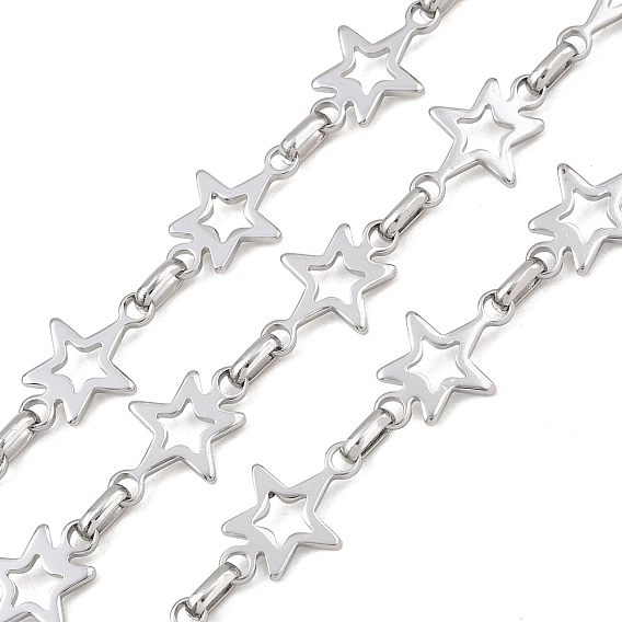 304 Stainless Steel Star Link Chain, Unwelded, with Spool