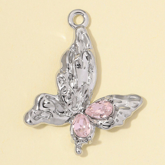 Цинковый сплав со стеклянными подвесками, бабочки прелести, ручная полировка, розовые