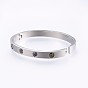 304 Stainless Steel Bangles, with Cubic Zirconia