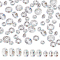 120Pcs 3 Style Brass Rhinestone Spacer Beads, Grade A, Straight Flange, Silver Color Plated, Rondelle