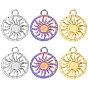 Настройки кулон кабошон из нержавеющей стали, плоские круглые с солнцем