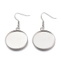 304 Stainless Steel Earring Hooks, with Blank Pendant Trays, Flat Round Setting for Cabochon