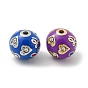 Alloy Enamel Beads, with Rhinestone, Round with Heart Love