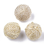 Handmade Hemp Woven Beads, with Wood Inside, Round, No Hole/Undrilled