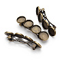 Brass Hair Barrette Findings, with Alloy Flat Round Bezel Settings