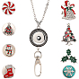 Наборы для изготовления ожерелий своими руками, в комплект входят пуговицы-кнопки из сплава со стразами на рождественскую тематику, устойчивые к потускнению 304 ожерелья из нержавеющей стали с цепочками