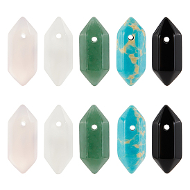 10шт 5 стиль драгоценный камень двойной конечный заостренный кулон, шарм в виде граненой пули