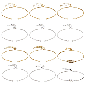 10шт 2 цвета латунные слайдер браслеты изготовление, с кубического циркония, браслет с цепочками, долговечный