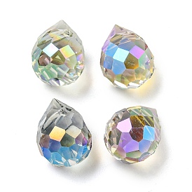 Electroplated Glass Beads, Faceted, Teardrop Charms, Top Drilled