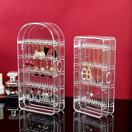 Transparent Plastic Jewelry Organizer Stand, Dustproof Hanging Earring Necklace Holder Display Stand