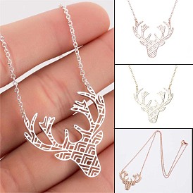 Stylish and Cute Animal Reindeer Sweater Necklace for Women - Stainless Steel Christmas Pendant Jewelry