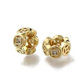 Латунь микропаве прозрачный кубический цирконий европейский бисер, бусины с большим отверстием, цветок с медными деньгами, долговечный, стойки покрытие, без свинца и без кадмия