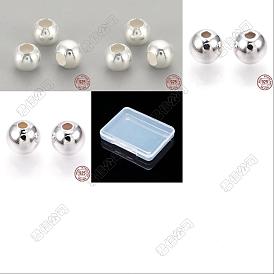 8pcs 4 styles 925 perles en argent sterling, ronde