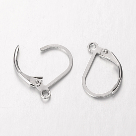 304 Stainless Steel Leverback Earring Findings, with Loop, 16x11x2mm, Hole: 1.5mm, Pin: 0.7mm