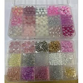 Kits de fabrication de boucles d'oreilles pendantes en perles de verre rondes et en perles de rocaille
