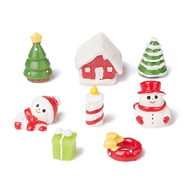 Christmas Style Snowman/Tree/House Resin Statue Display Decoration, Micro Landscape Home Decoration