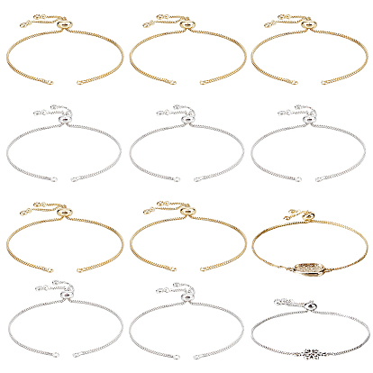 10шт 2 цвета латунные слайдер браслеты изготовление, с кубического циркония, браслет с цепочками, долговечный