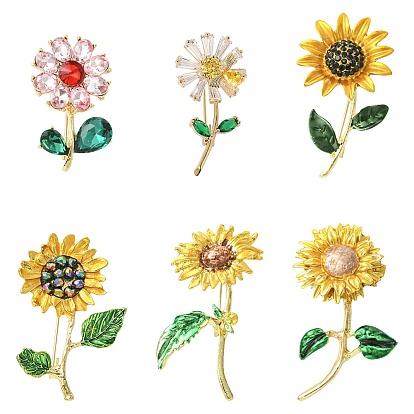 6шт. 6 стили, значки из цинкового сплава для лацканов, рюкзаков и одежды, цветок