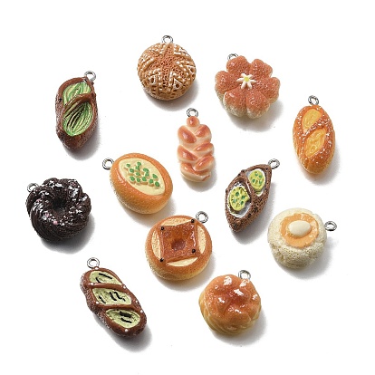 Непрозрачные подвески смолы, хлебное очарование, с платиново-железными петлями