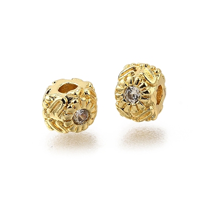 Латунные микро проложить кубического циркония бусы, плоско-круглые, стойки покрытие, без кадмия и без свинца, долговечный