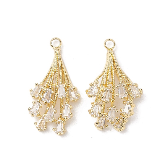 Стеклянные подвески, с латунной найти, прямоугольные