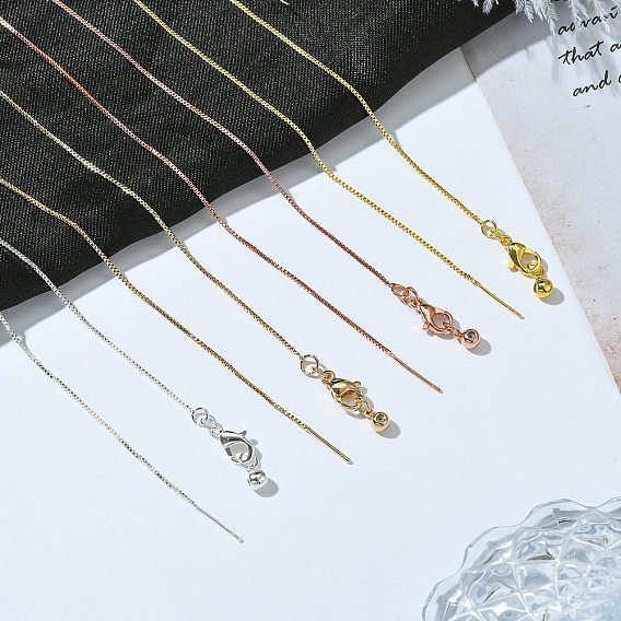 1мм стойка покрытие латунь коробка цепь регулируемый слайдер ожерелья для женщин мужчин, без кадмия и без свинца, 901 застежка из нержавеющей стали, долговечный