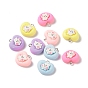 Opaque Resin Pendants, with Platinum Tone Iron Loops, Heart with Rabbit Charms