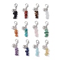 Synthetic & Natural Mixed Gemstone Chip Pendant Decorations, Tree of Life Tibetan Style Alloy and Lobster Claw Clasps Charm