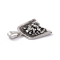 304 Stainless Steel Pendants, Trapezoid with Kylin Pattern Charms