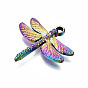 Rainbow Color Alloy Pendants, Cadmium Free & Lead Free, Dragonfly
