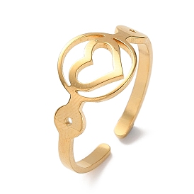 Golden 304 Stainless Steel Open Cuff Rings, Hollow
