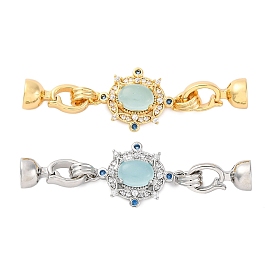 Латунное микропейв, прозрачный кубический цирконий, складные застежки, без кадмия, без никеля и без свинца, с Lampwork, плоско-круглые