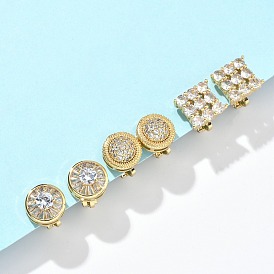 Серьги-клипсы из латунного микро-паве с прозрачными фианитами, без свинца и без кадмия, долговечный, реальный 18 k позолоченный