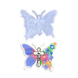 Butterfly & Cross DIY Food Grade Silicone Pendant Molds, Resin Casting Molds, For UV Resin, Epoxy Resin Jewelry Making