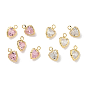 Латунные микро проложить кубического циркония подвески, сердце прелести, без никеля , реальный 18 k позолоченный