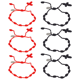 6шт 2 цветной браслет с медалью святого Бенедикта из сплава с подвесками, перекрестные регулируемые браслеты