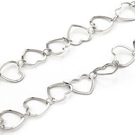 201 Stainless Steel Heart Link Chains, Soldered, with Spool