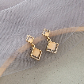 Acrylic Dangle Earrings, Alloy Rhinestone Earrings for Women, 925 Sterling Silver Pins